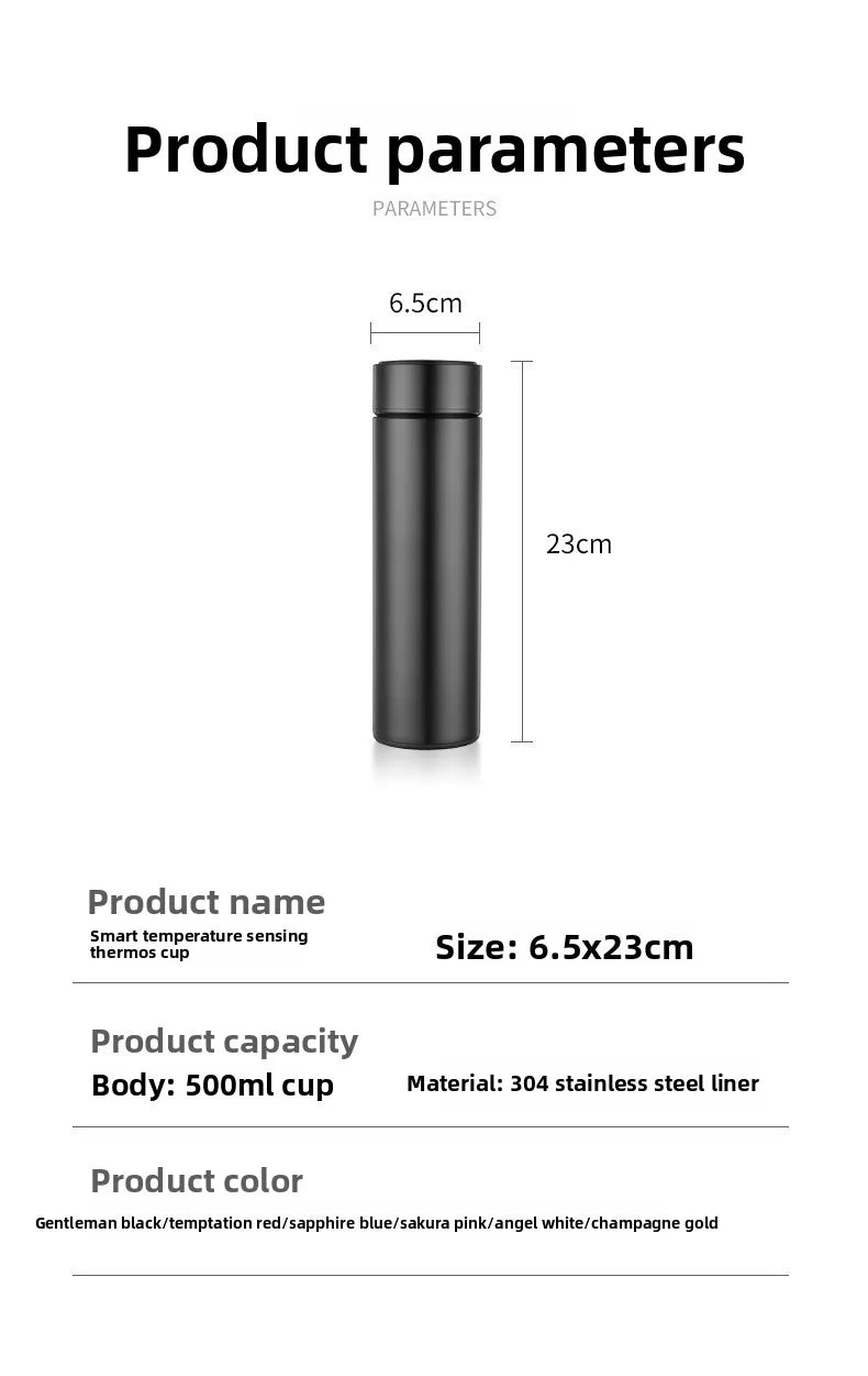 500ML Temperature Display Thermos Cup Stainless Steel Divided Thermos Bottle Outdoor Vacuum Insulated Cup Father's Day Gift