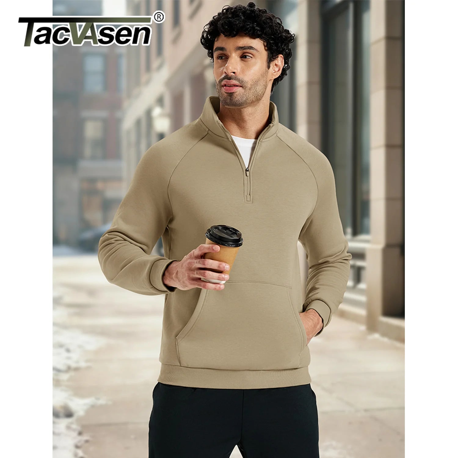 TACVASEN Mens Quarter Zip Pullover Antumn Winter Athletic Warm Sweatshirt Casual 1/4 Zip Fleece Lined Sweater With Pockets Tops