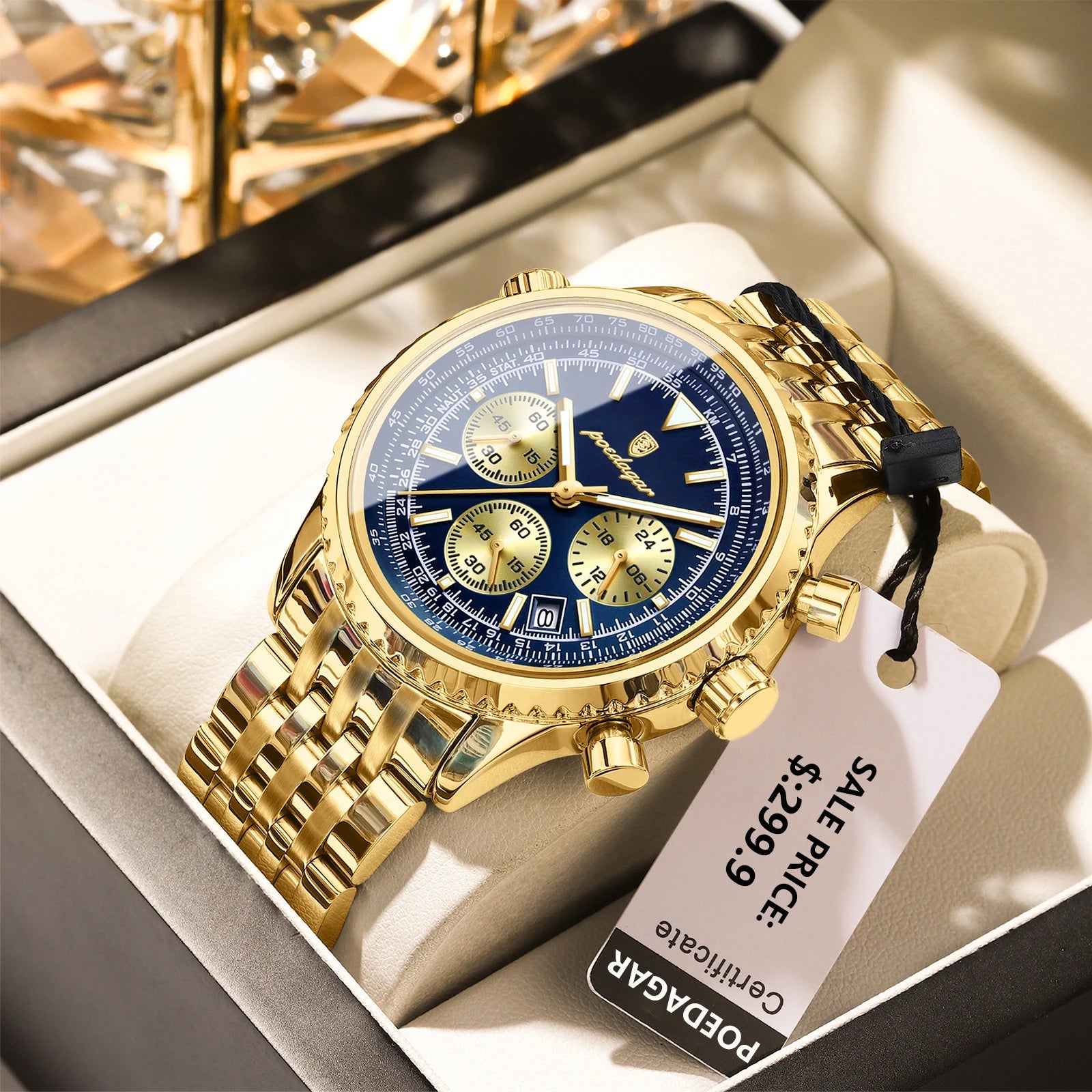 POEDAGAR Luxury Watch for Men Chronograph Date Stainless Steel Man Watch Waterproof Luminous Fashion Sports Men's Quartz Watches