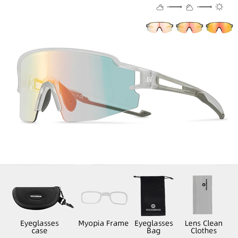 ROCKBROS Bicycle Glasses Photochromic Bike Glasses UV400 Protection Eyewear Polarized Sunglasses MTB Road Cycling Goggles