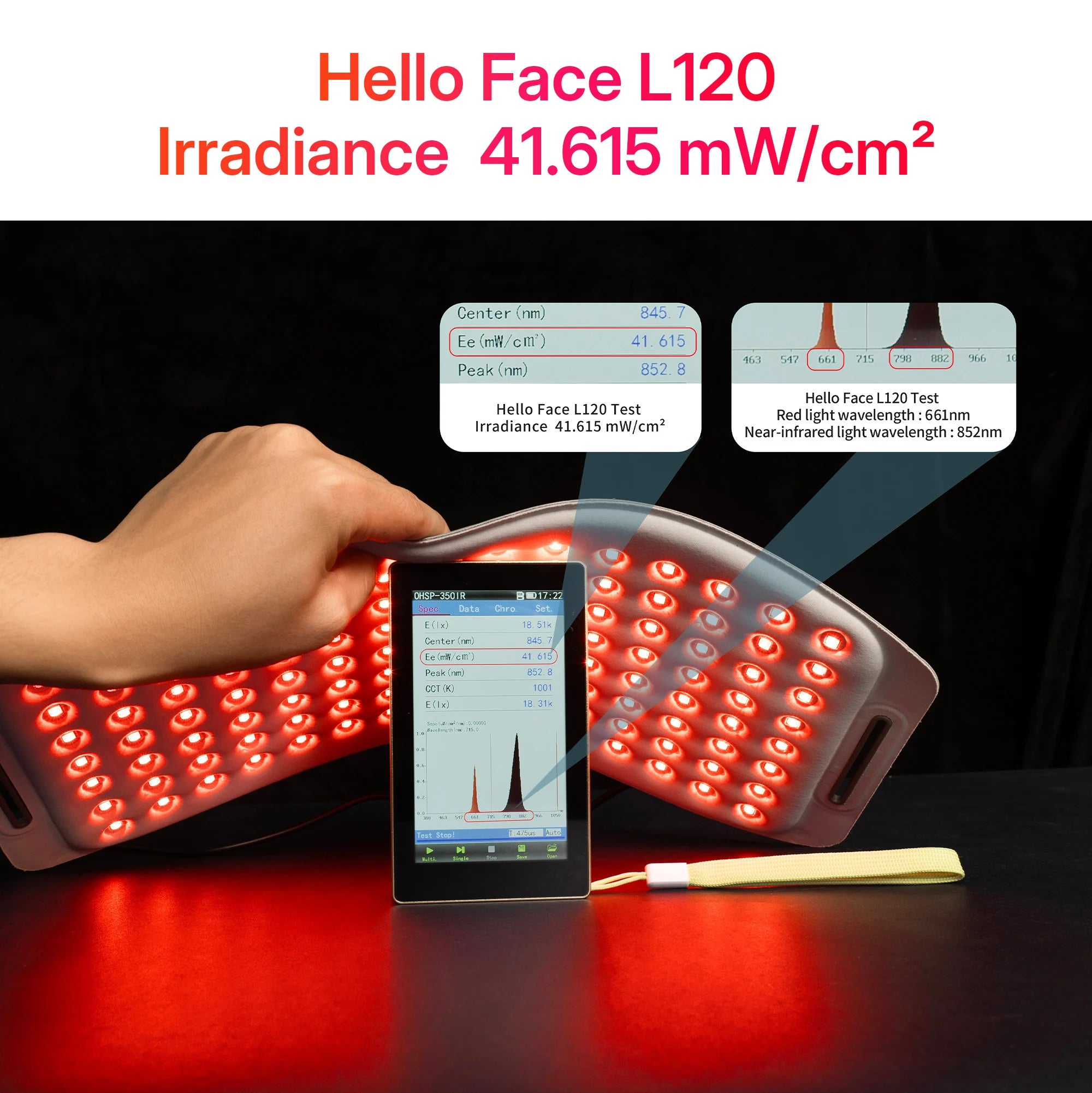 Hello Face LED Red Light Therapy Pad 660nm 850nm Rechargeable Infrared Light Therapy Belt for Face Body Pain Relief Skin Care