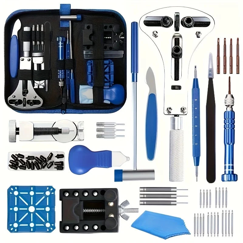 212pcs Watch Opener Repair Tool Kit Clock Pry Knife Screwdriver Pin Hammer Set Watchmaker Band Link Clockmaker Accessory