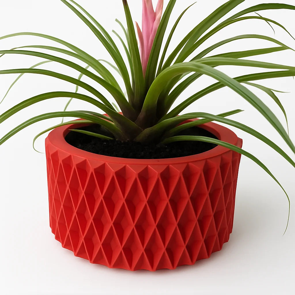 3D Printed Flower Pot Line Texture Rhombus Square Decorative Home Decor Biodegradable maceta