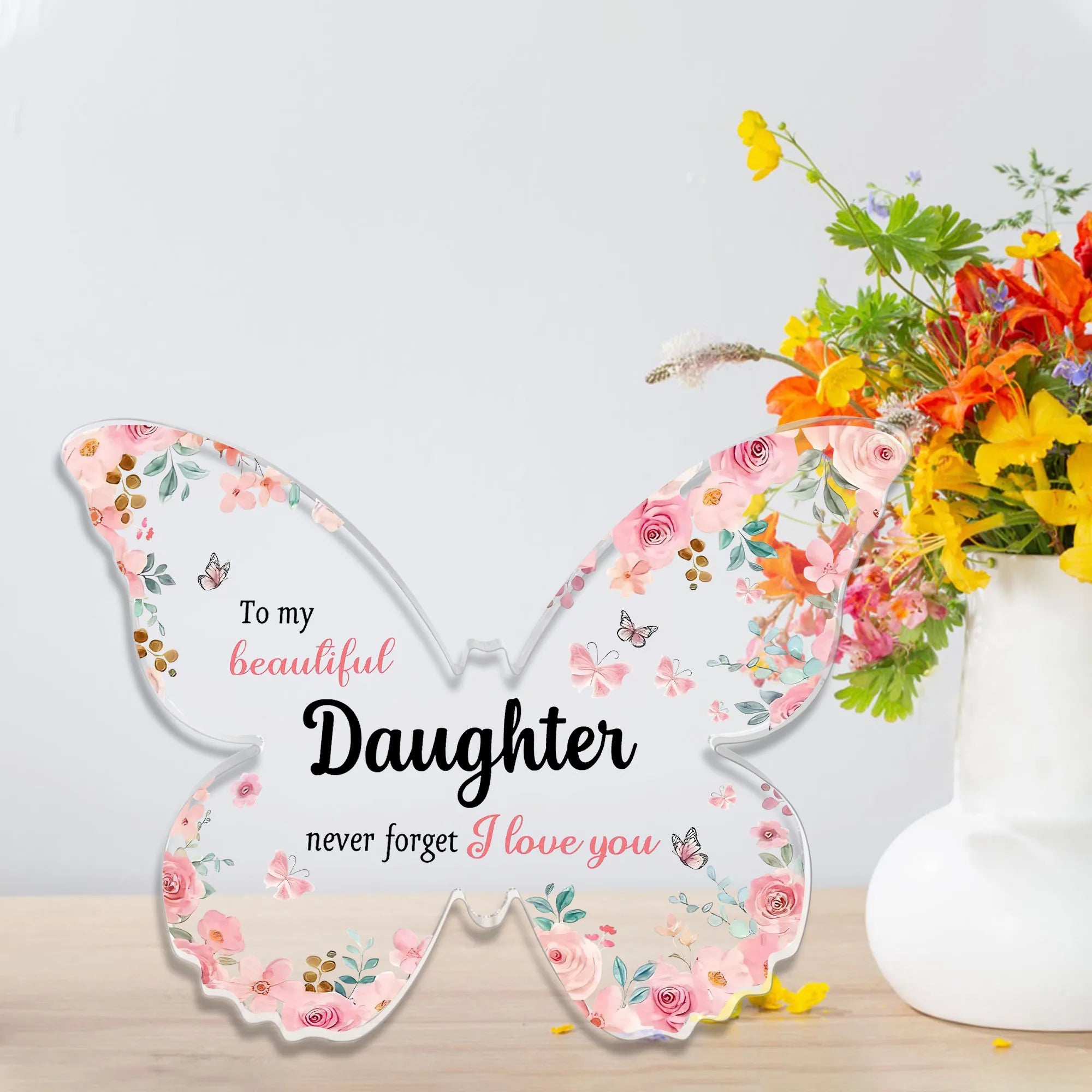 Charming Butterfly Acrylic Ornament - Perfect Gift for Daughters from Mom Dad, 'Don't Forget I Love You' Keepsake,