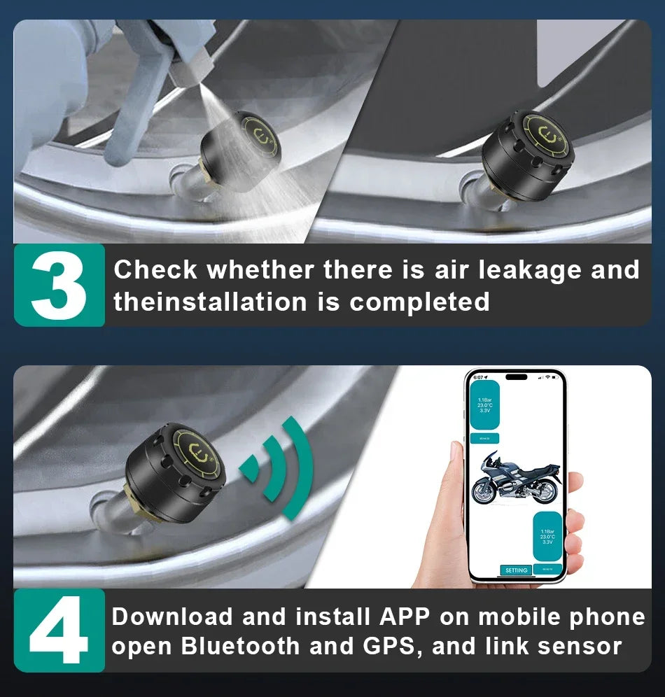 Car TPMS Wireless Bluetooth 5.0 Tire Pressure Monitoring System Mobile Phone Display Tyre Sensors Motorcycle For Android IOS