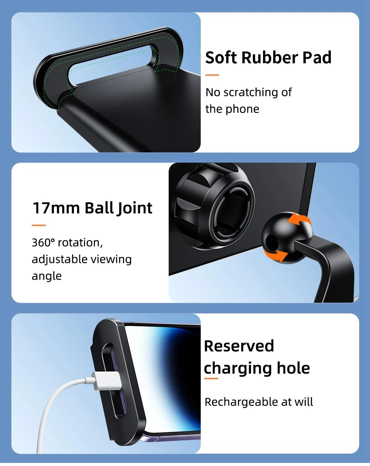 For Tesla Model 3 Y Juniper Back Seat Phone Holder with 2 hooks 360° Rotate Stand Auto Headrest Bracket For Tablet PC iPad Mini