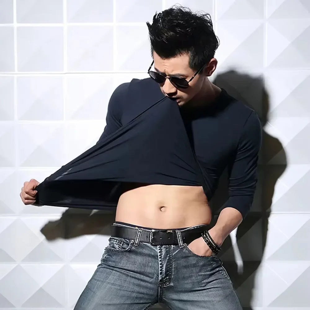 2026 MRMT Men's Long Sleeved T-shirt Round Collar Man T shirt Slim Shirt Solid Color Men T-shirt Tops Tees