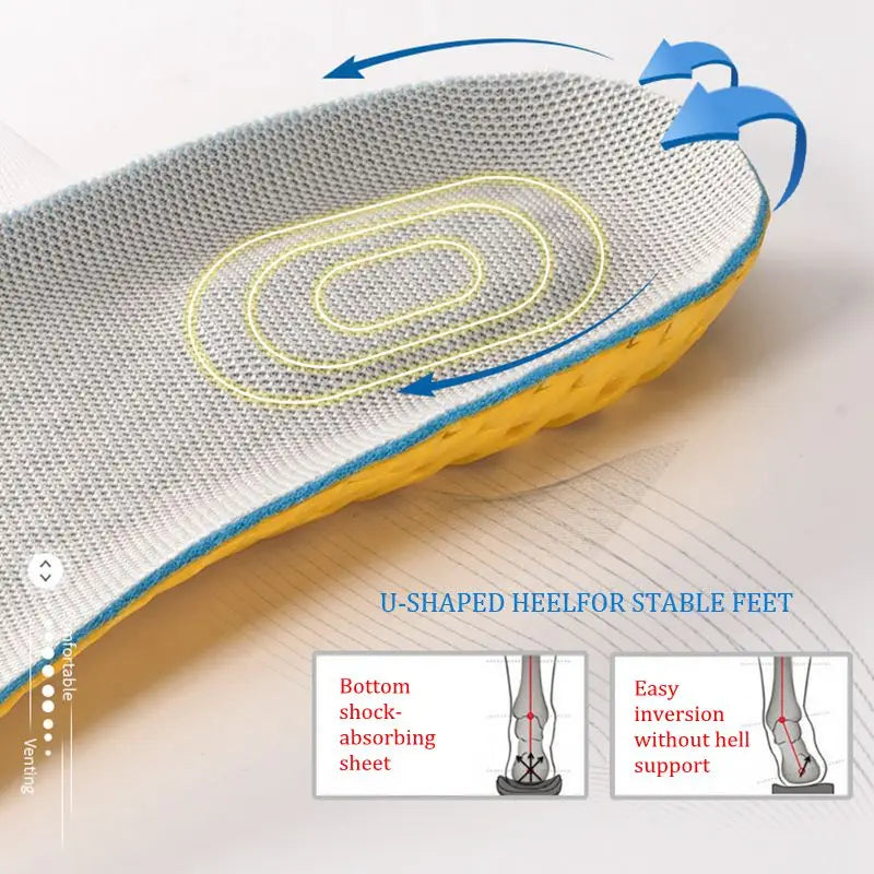 NEW Mesh Deodorant Breathable Cushion Running Insoles Memory Foam Insoles for Shoes Sole for Feet Man Women Orthopedic Insoles