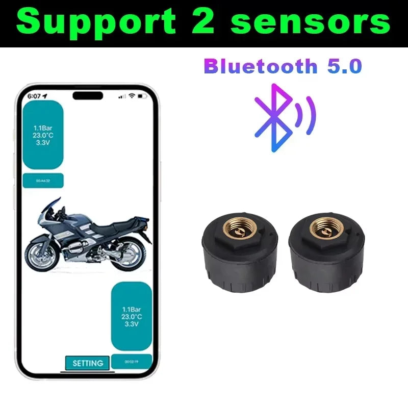 Car TPMS Wireless Bluetooth 5.0 Tire Pressure Monitoring System Mobile Phone Display Tyre Sensors Motorcycle For Android IOS