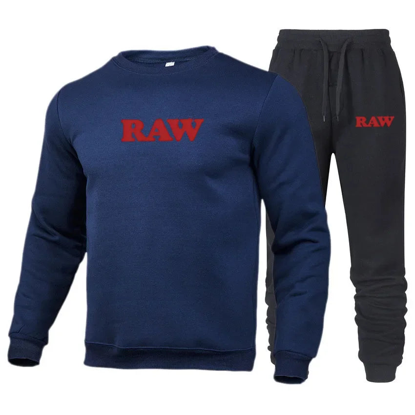 Cotton Tracksuit Men RAW Pants Sets Man Sweatshirt Sweatpants 2 piece Mens Set Sport Suit Cotton Sweatsuits jogging Male set