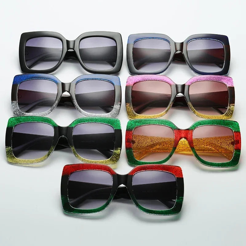 Luxury Big Square Sunglasses Women Brand Designer Retro Clear Sun Glasses for Female Oversized Black Shades Oculos UV400