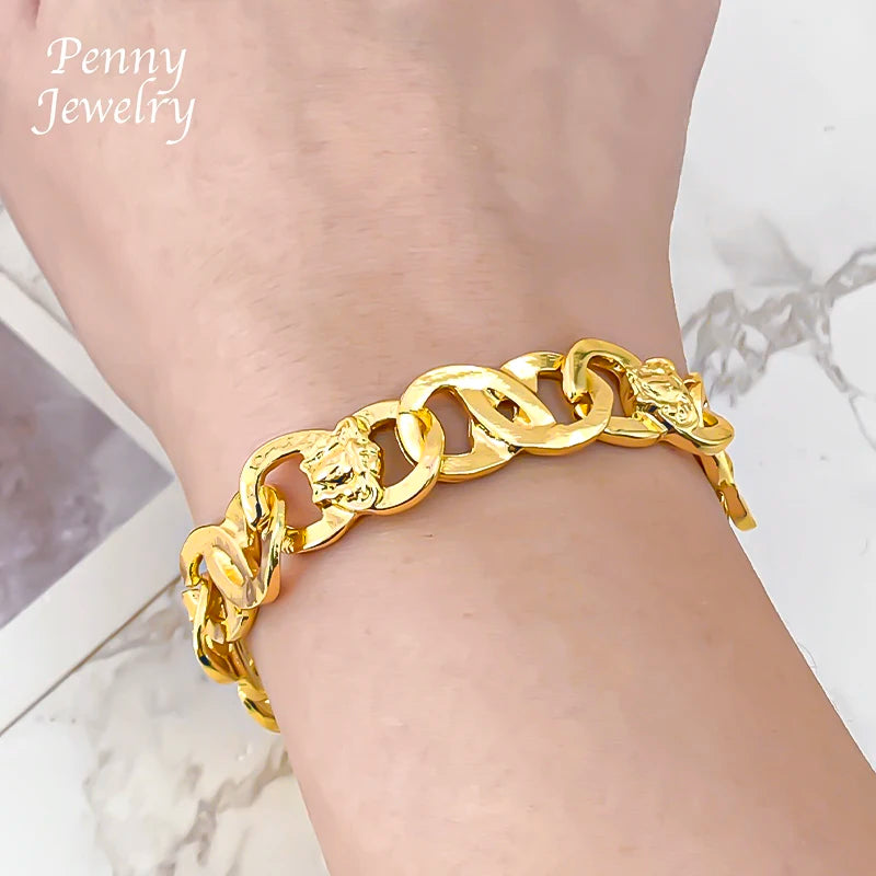 61cm Man Long Trendy Necklace Hip Hop Dubai 18K Gold Plated 925 sterling silver Jewelry Set Bracelet Man Fashion Jewellery Best Father's Day Gifts