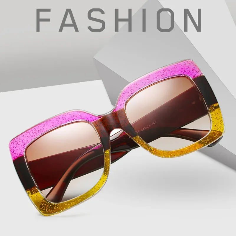 Luxury Big Square Sunglasses Women Brand Designer Retro Clear Sun Glasses for Female Oversized Black Shades Oculos UV400
