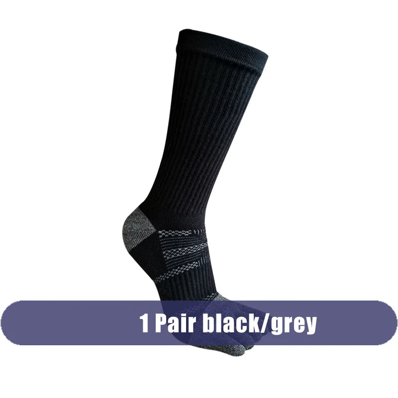 1/5/10 Pairs Compression Toe Socks Long Man Cotton Fitness Marathon Hiking Outdoor Basketball Calf Toe Sport Five Finger Socks