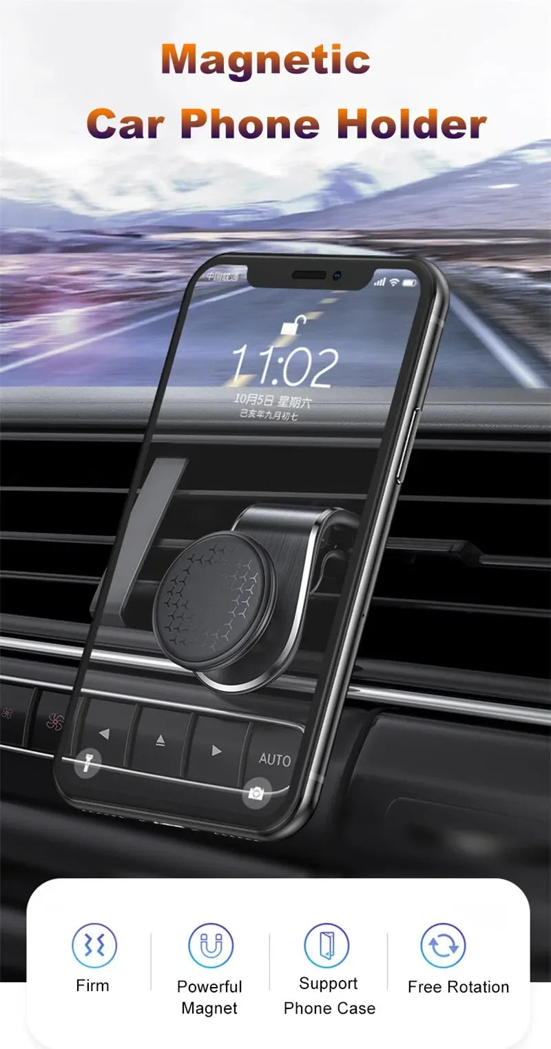 360° Magnetic Car Phone Holder Air Vents Clip Car Cell phone GPS Support Mobile For Auto For iphone Xiaomi Huawei Samsung