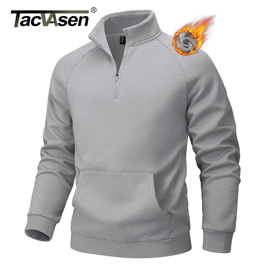 TACVASEN Mens Quarter Zip Pullover Antumn Winter Athletic Warm Sweatshirt Casual 1/4 Zip Fleece Lined Sweater With Pockets Tops