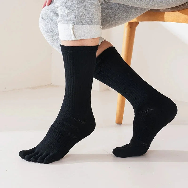 1/5/10 Pairs Compression Toe Socks Long Man Cotton Fitness Marathon Hiking Outdoor Basketball Calf Toe Sport Five Finger Socks