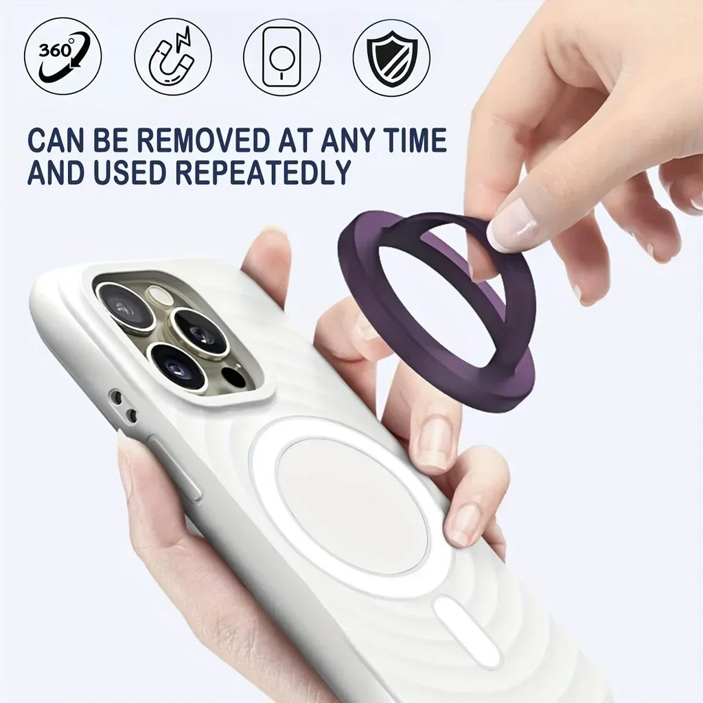 Strong Magnetic Liquid Silicone Comfortable Circular Grip Phone Holder For MagSafe Ring Shape Phone Accessories For iPhone 16