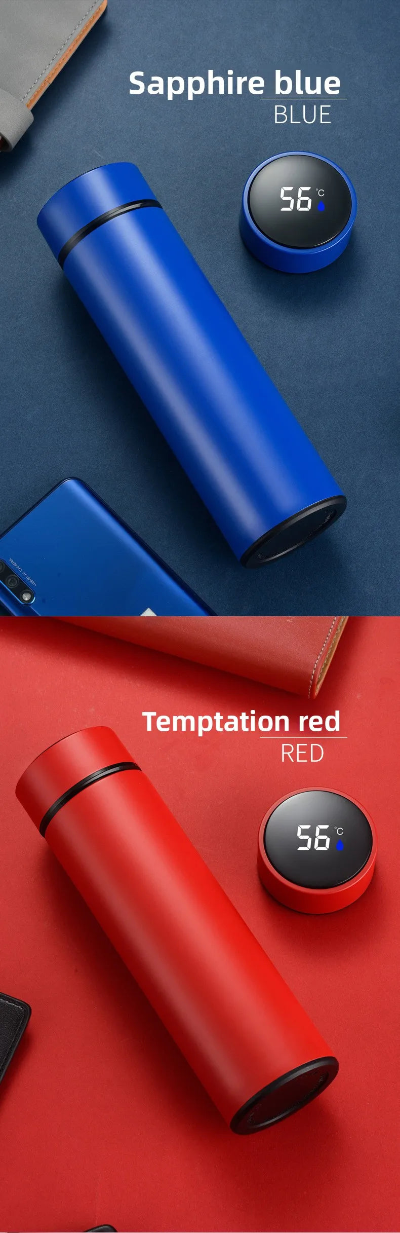 500ML Temperature Display Thermos Cup Stainless Steel Divided Thermos Bottle Outdoor Vacuum Insulated Cup Father's Day Gift
