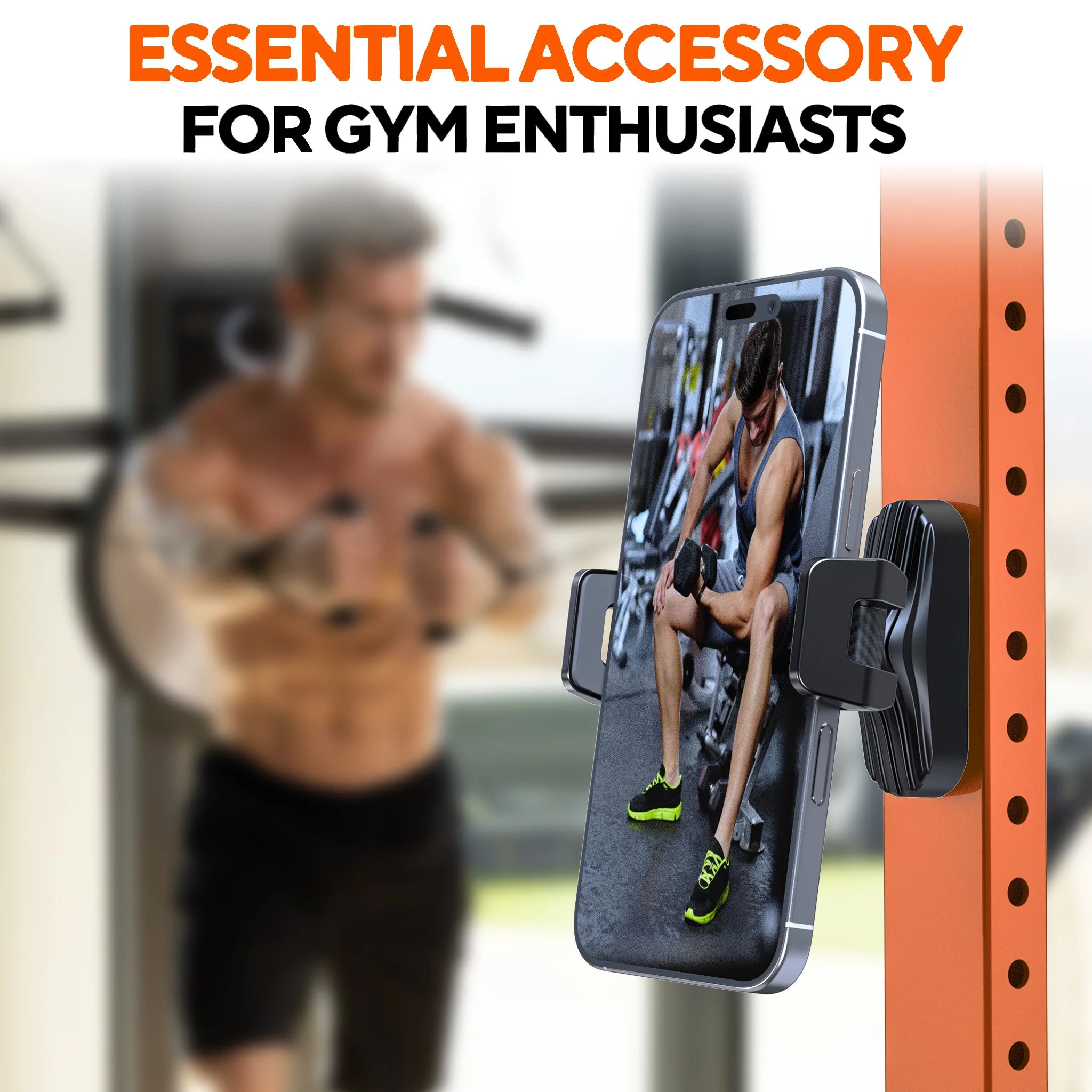 LRBH Magnetic Phone Holder, 360° Adjustable Retractable Clamp Universal Hands-Free for Gym, Forklift, Kitchen, Fits All Phones