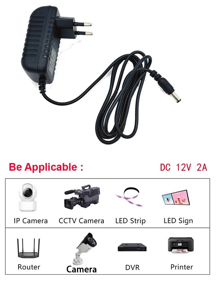 Power Adapter AC 100-240V Input DC Output Supply Charger EU/US 12V Universal Adapter Converter Plug for Camera DVR LED Robot LED