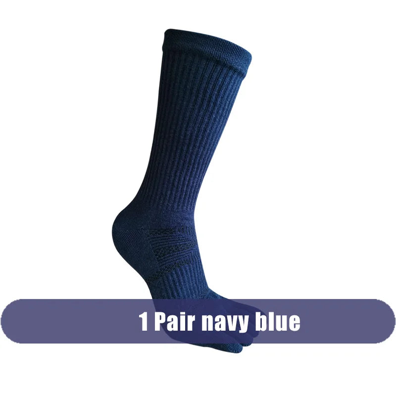 1/5/10 Pairs Compression Toe Socks Long Man Cotton Fitness Marathon Hiking Outdoor Basketball Calf Toe Sport Five Finger Socks