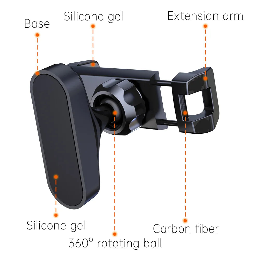 LRBH Magnetic Phone Holder, 360° Adjustable Retractable Clamp Universal Hands-Free for Gym, Forklift, Kitchen, Fits All Phones