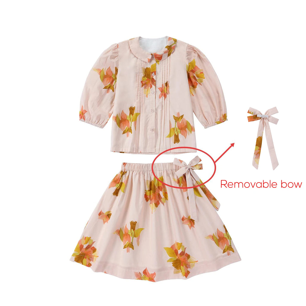 AP Spanish Sunset Collection SS26 Girls Puff Sleeves Dress Embroidery Sweater Boy V-neck Blazer Brothers Sisters Family Matching