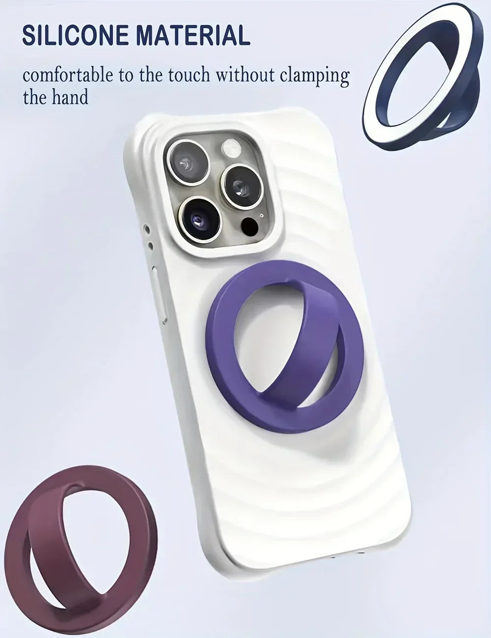 Strong Magnetic Liquid Silicone Comfortable Circular Grip Phone Holder For MagSafe Ring Shape Phone Accessories For iPhone 16