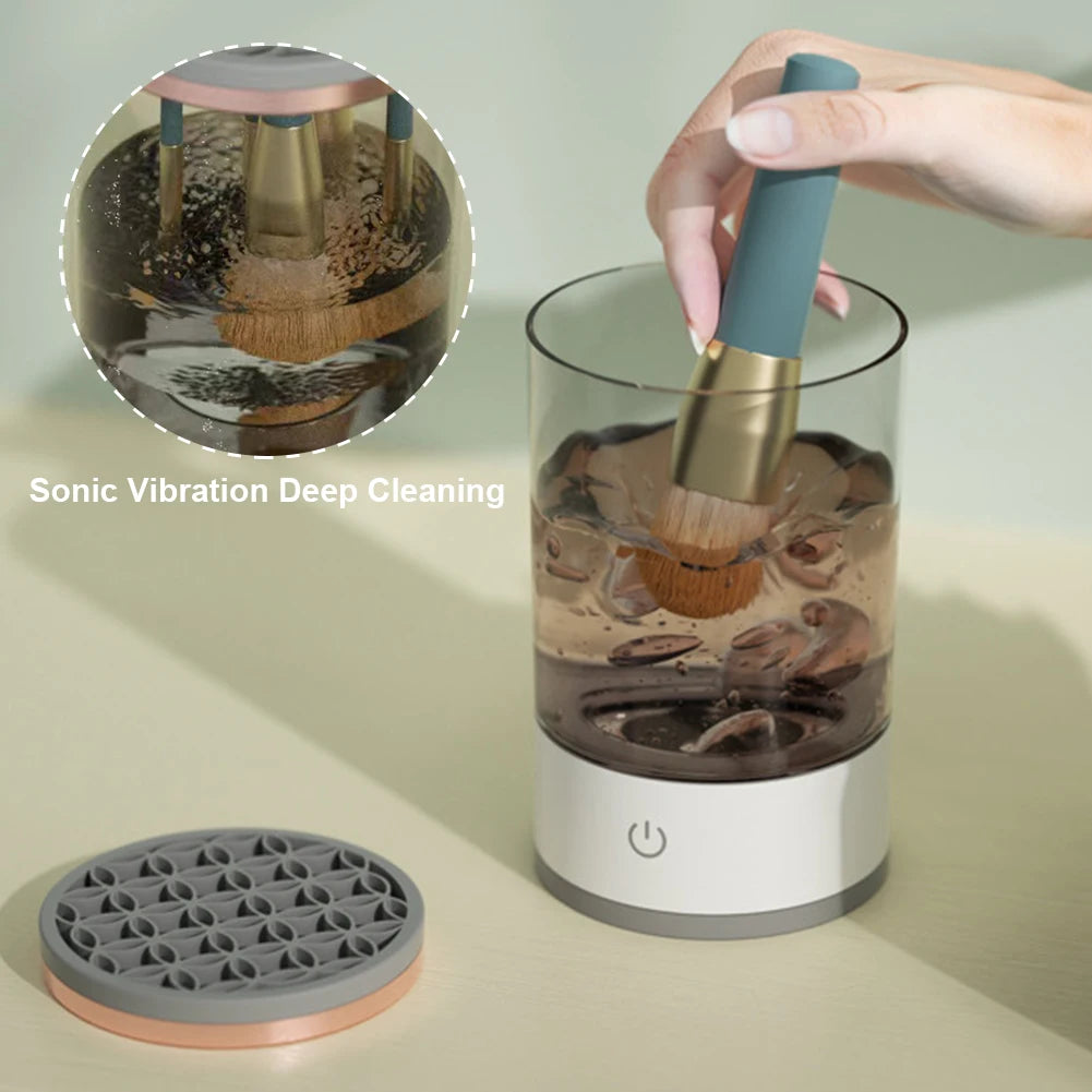 Makeup Brush Cleaner Machine USB Powered Electric Make-Up Brush Cleaner Dryer Dust-Proof for All Size Beauty Makeup Brushes Set