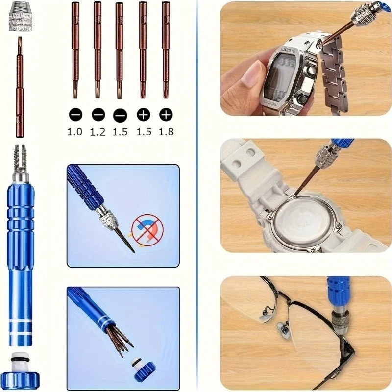 212pcs Watch Opener Repair Tool Kit Clock Pry Knife Screwdriver Pin Hammer Set Watchmaker Band Link Clockmaker Accessory
