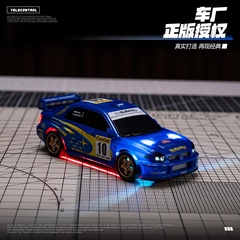 1:43 Mini High Speed Drift 4WD LED Semi proportional Racing Car For Mazda RX7 Subaru Children Remote Control Car Model Toy
