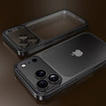 Luxury Transparent Matte Phone Case For iPhone 17Pro Air 17 16 15 14 13 12 11 Pro Max Lens Protection Metallic Color Frame Cover