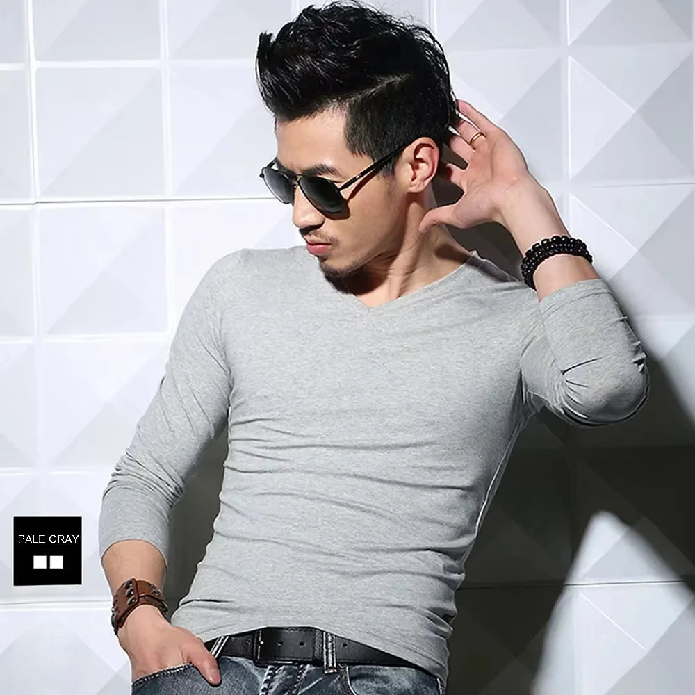 2026 MRMT Men's Long Sleeved T-shirt Round Collar Man T shirt Slim Shirt Solid Color Men T-shirt Tops Tees