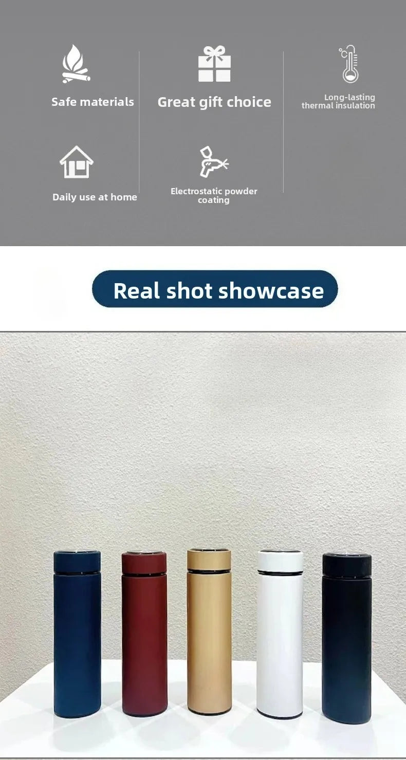 500ML Temperature Display Thermos Cup Stainless Steel Divided Thermos Bottle Outdoor Vacuum Insulated Cup Father's Day Gift