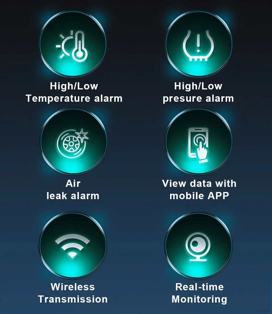 Car TPMS Wireless Bluetooth 5.0 Tire Pressure Monitoring System Mobile Phone Display Tyre Sensors Motorcycle For Android IOS