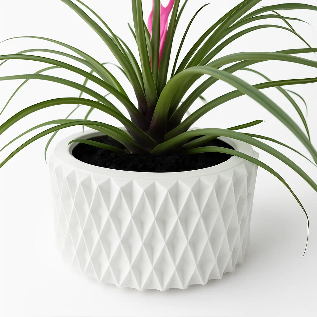 3D Printed Flower Pot Line Texture Rhombus Square Decorative Home Decor Biodegradable maceta