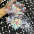 1Pc Beaded Pink Flower Embroidery Lace Accessories Wedding Dress Decoration Patch Flowers Handmade DIY Repair 28*18CM
