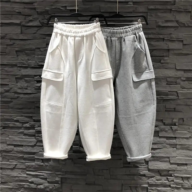 2024 New Spring and Autumn Loose Casual Oversized High Waist Slimming Solid Color Wide Leg Sports Work Harlem Guard Pants