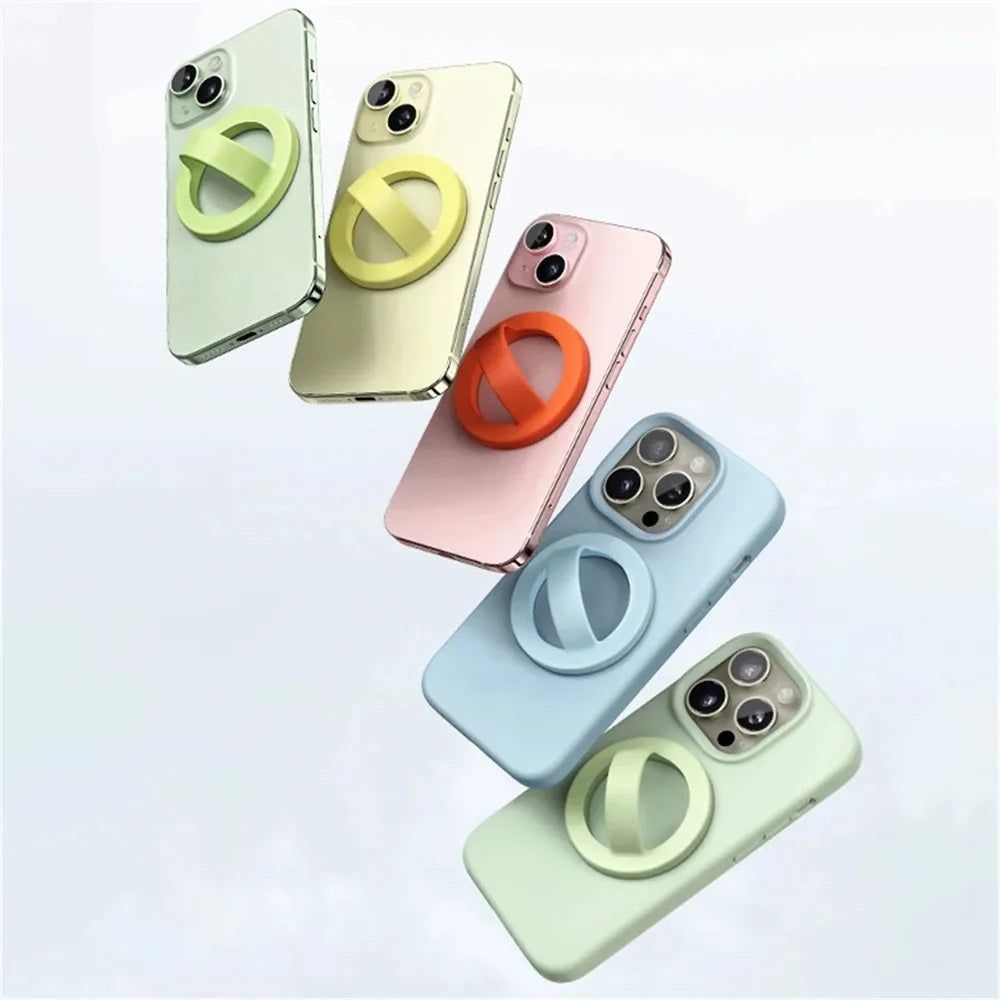 Strong Magnetic Liquid Silicone Comfortable Circular Grip Phone Holder For MagSafe Ring Shape Phone Accessories For iPhone 16