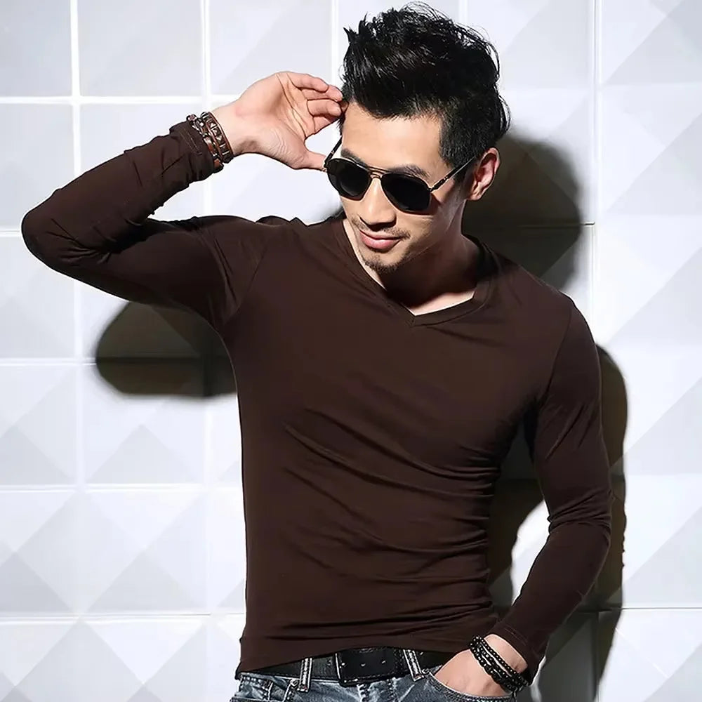 2026 MRMT Men's Long Sleeved T-shirt Round Collar Man T shirt Slim Shirt Solid Color Men T-shirt Tops Tees
