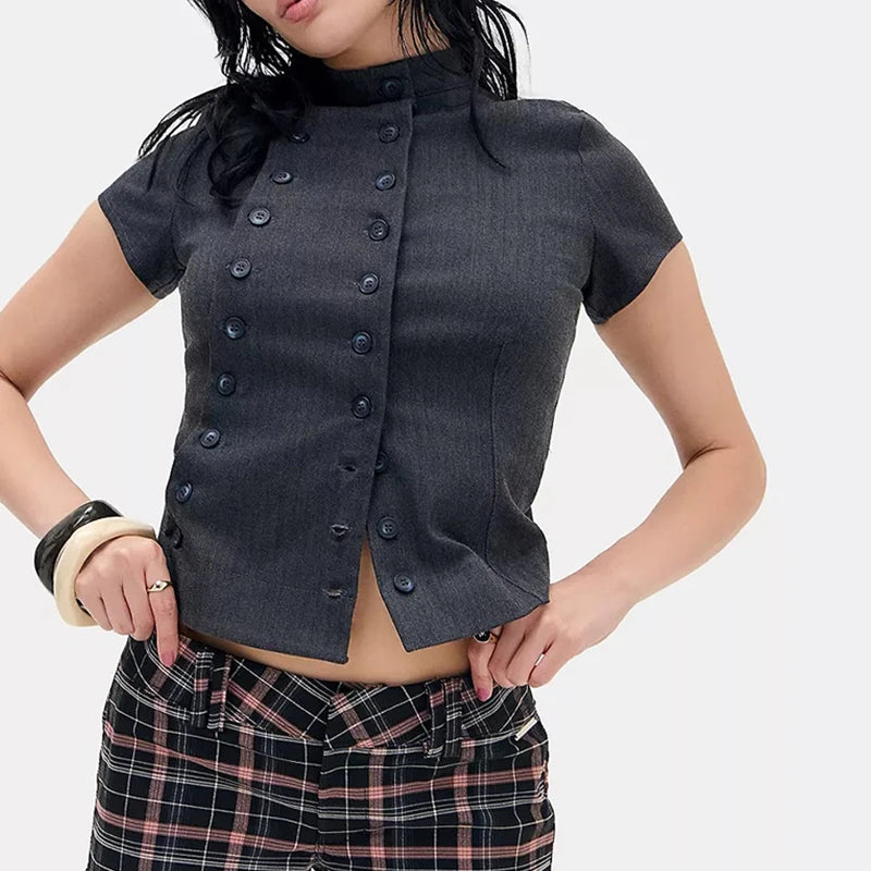 Y2K Gothic style aesthetic tops square neck womens style retro Harajuku fashion casual fairy style sweet and cute emotional girl