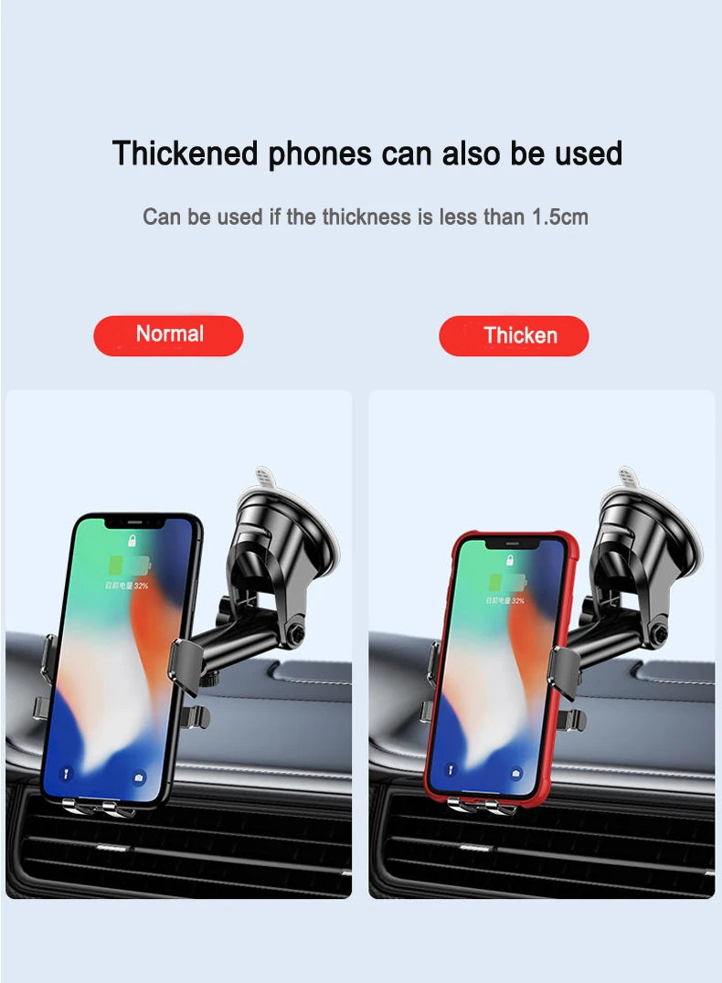 Sucker Car Phone Holder Car Air Vent Clip Mount Stand GPS Telefon Mobile Cell Support for iPhone 14 Promax Xiaomi Huawei Samsung