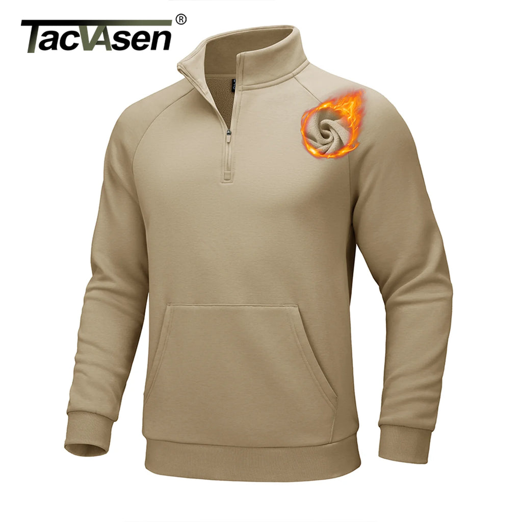 TACVASEN Mens Quarter Zip Pullover Antumn Winter Athletic Warm Sweatshirt Casual 1/4 Zip Fleece Lined Sweater With Pockets Tops