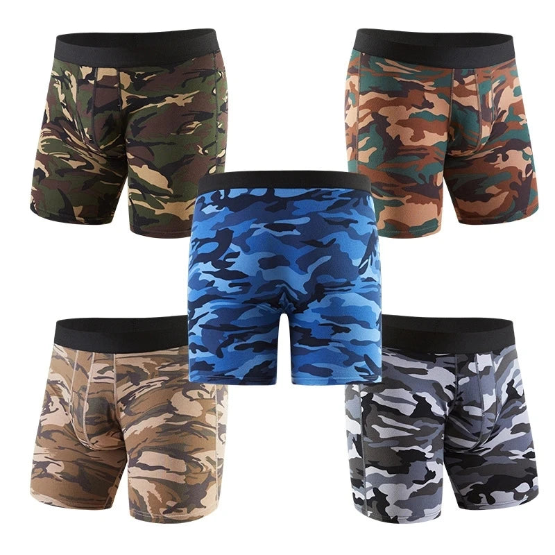 Sports Underwear Men panties Camouflage Men's boxers Cotton Underpants man Large Size boxershorts mens long boxer for Men Gift