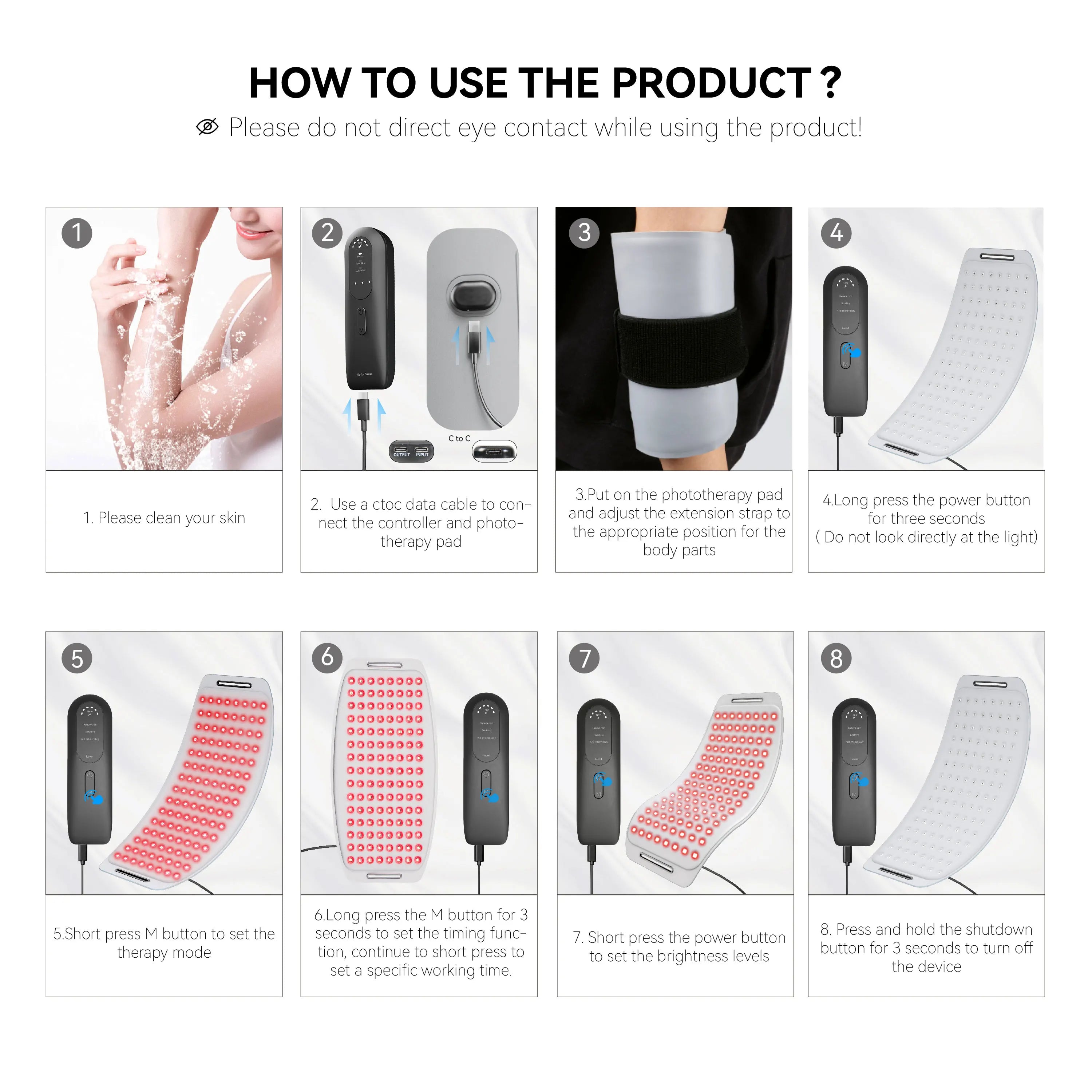 Hello Face LED Red Light Therapy Pad 660nm 850nm Rechargeable Infrared Light Therapy Belt for Face Body Pain Relief Skin Care