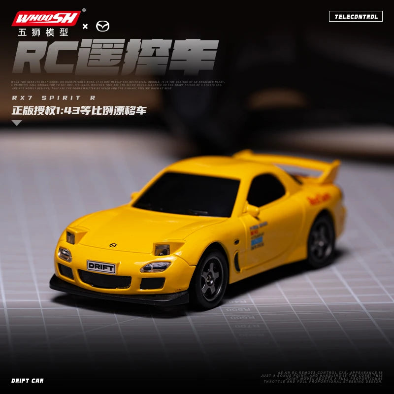 1:43 Mini High Speed Drift 4WD LED Semi proportional Racing Car For Mazda RX7 Subaru Children Remote Control Car Model Toy
