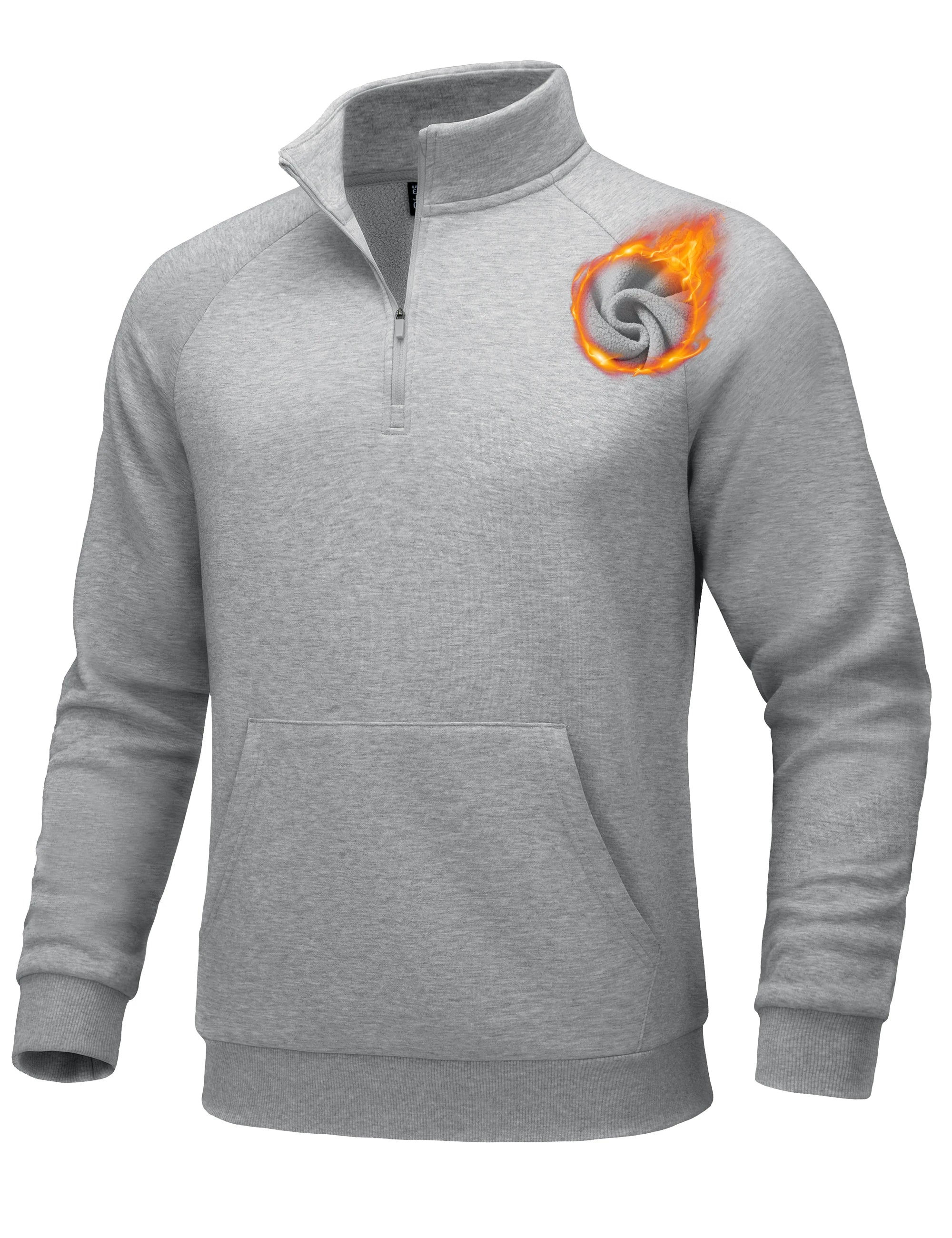 TACVASEN Mens Quarter Zip Pullover Antumn Winter Athletic Warm Sweatshirt Casual 1/4 Zip Fleece Lined Sweater With Pockets Tops