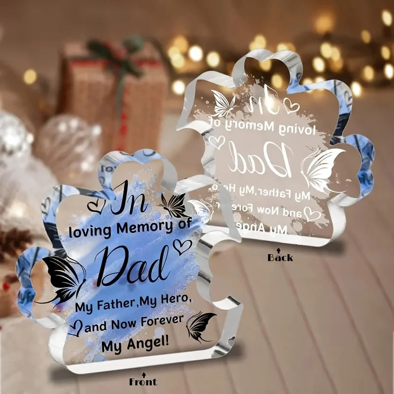 Memorial Acrylic Plaque Decoration for Dad - 'In Loving Memory of Dad' Tribute - Versatile Acrylic Table Decor for Anniversary,