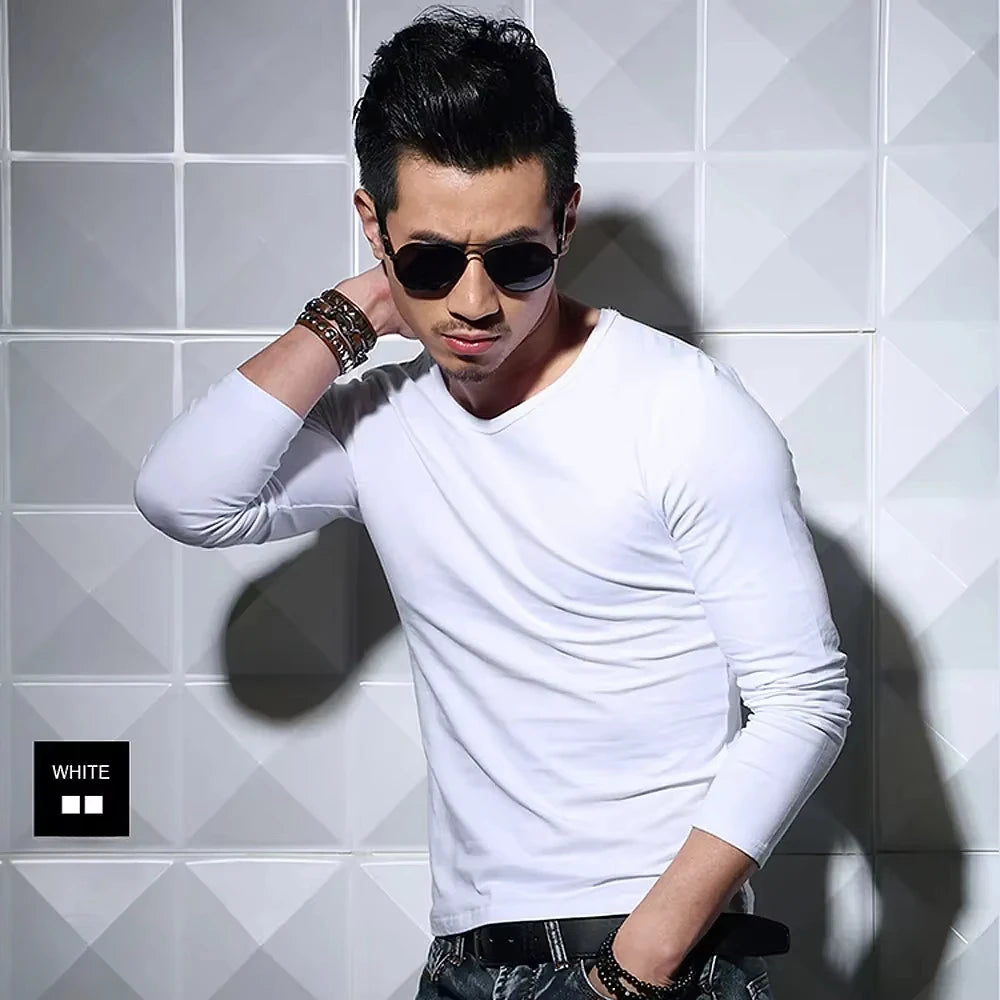 2026 MRMT Men's Long Sleeved T-shirt Round Collar Man T shirt Slim Shirt Solid Color Men T-shirt Tops Tees